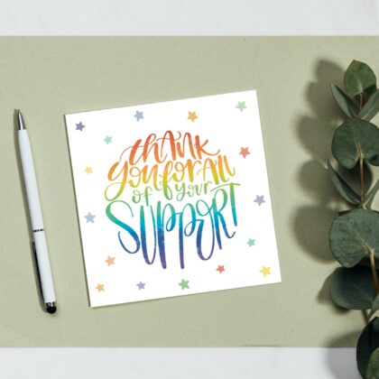 Rainbow thank you for your support card